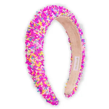 Frog Sac Padded Sprinkles Headband - PINK Confetti Hair Band