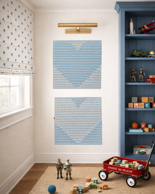 ILSYM White on Blue Hearts