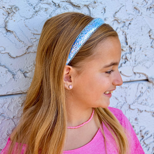 Frog Sac BLUE Sparkly Glitter Headband